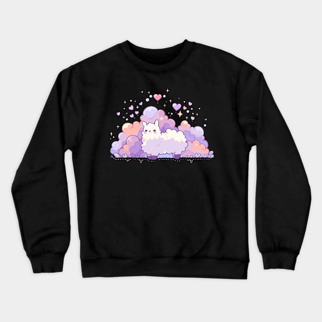 Cute and Fluffy Kawaii Llama Crewneck Sweatshirt by Kawaii Kingdom